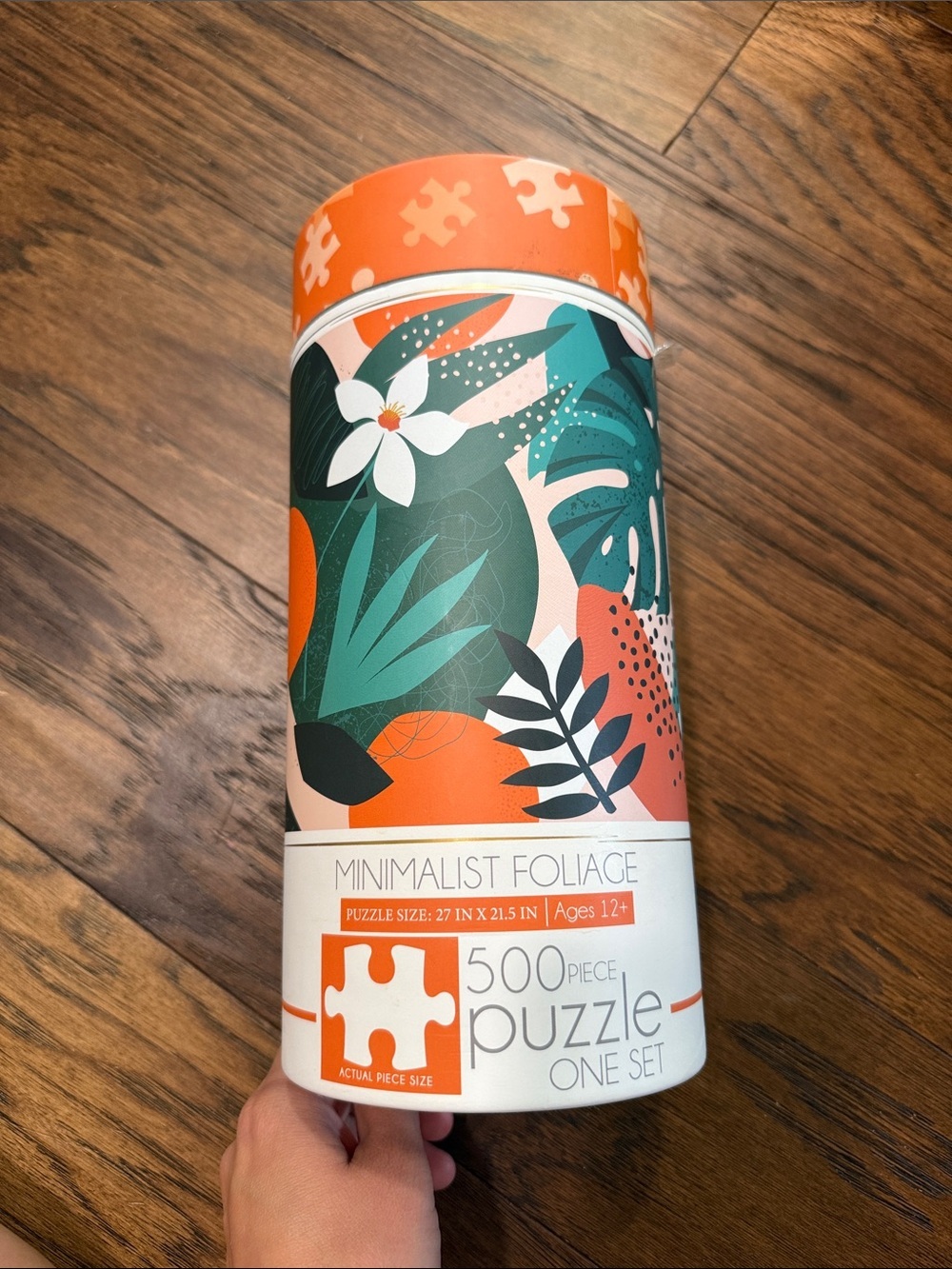 Minimalist Foliage 500-Piece Puzzle - Orange & Teal